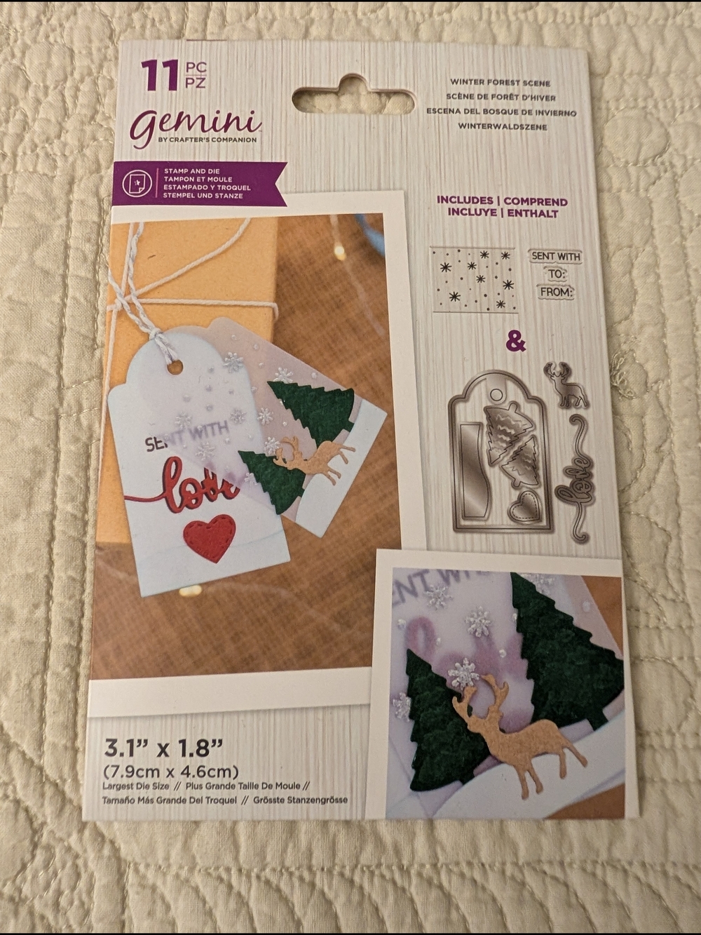 Gemini Winter Forest Scene Die-Cut & Stamp Set — Green & Gold